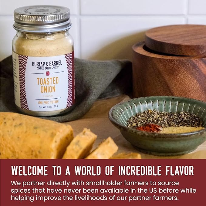 Burlap & Barrel Toasted Onion Powder – Rich, Savory-Sweet Flavor – Flavorful Onion Seasoning for
