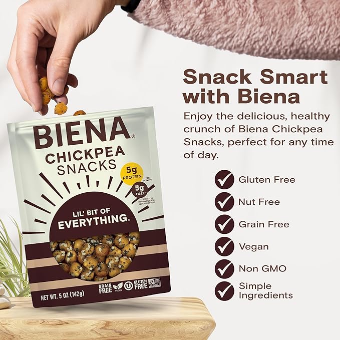 Biena Crispy Roasted Chickpea Snacks, Lil??Bit of Everything, High Protein Snacks, High Fiber