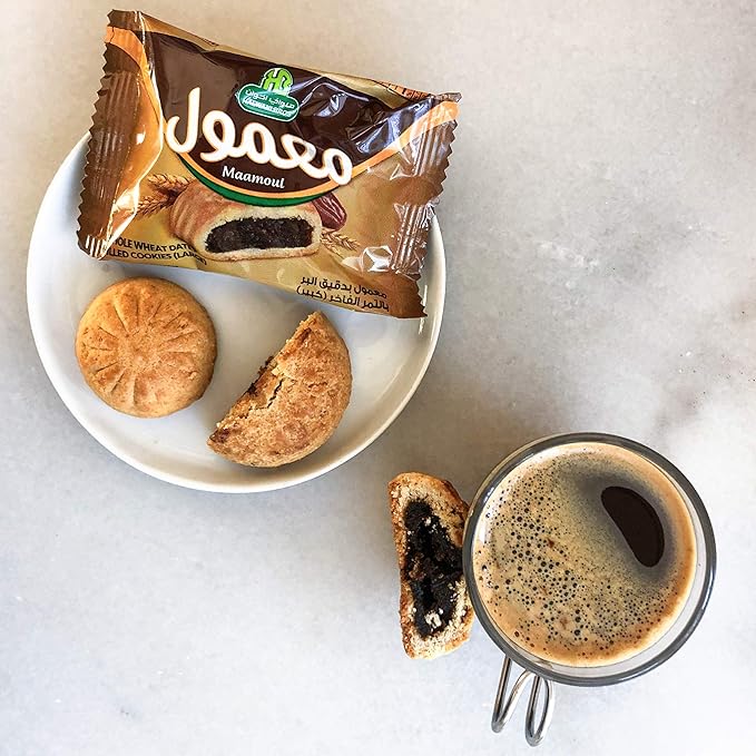 HB Halwani Bros Whole Wheat Maamoul Cookies, Date Filled Round Shortbread Cookies, 100% All