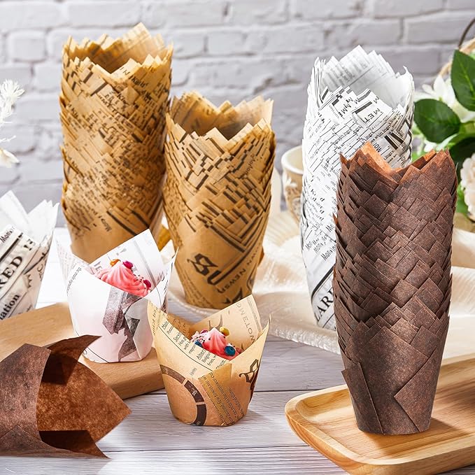 800 Pcs Tulip Cupcake Liners Baking Cups Muffin Baking Cupcake Liners Wrappers Greaseproof Tulip