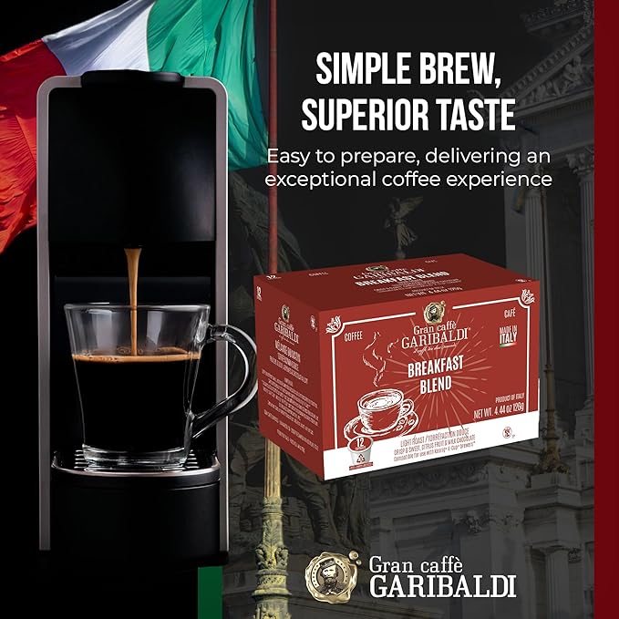 Caffè Garibaldi Colombian Coffee Pods, for Keurig K-Cup Brewers, Single Serve Cups with 100%
