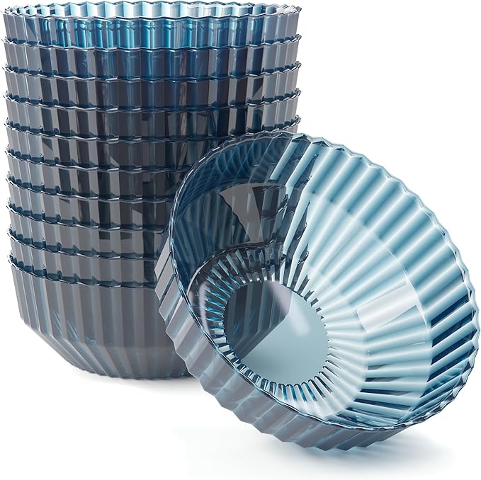 Exquisite Blue Plastic Bowls Disposable - 16 Oz - 20 Count - Disposable Soup Bowls - Great for