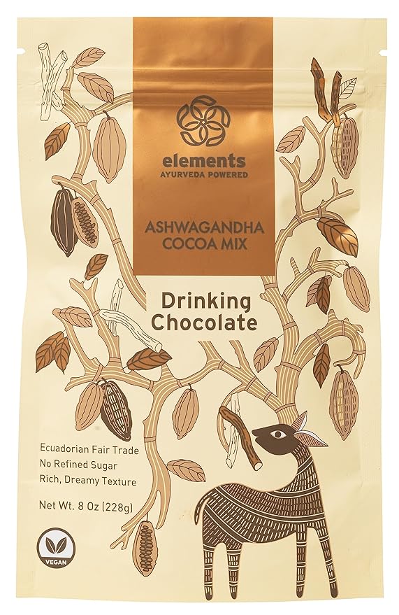 Elements Truffles Ashwagandha Dark Hot Chocolate -Heavy Metal Tested- All-Natural, Handmade, Dark