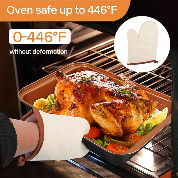 Baking Pans Set 6-Pieces, Non Stick Bakeware Set Stackable, with Cookie Sheet, Muffin, Round/Square