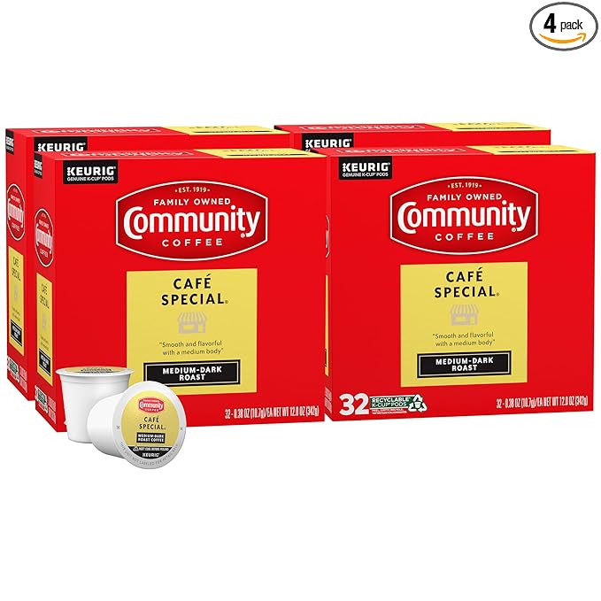 Community Coffee Café Special, Medium-Dark Roast, Single-Serve Keurig K-Cup Pods, 32 Count (Pack of
