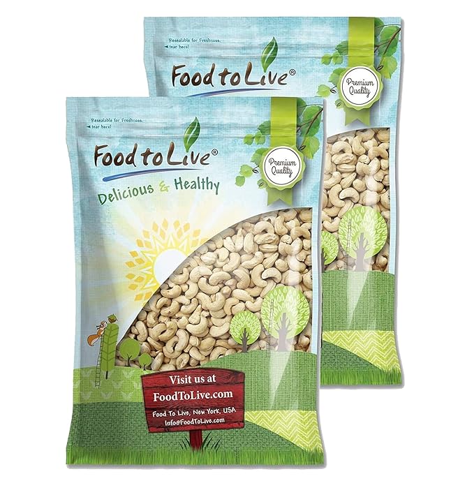 Food to Live Raw Cashews, 16 Pounds ??Non-GMO Verified, Deluxe Whole Nuts, Unsalted, Unroasted