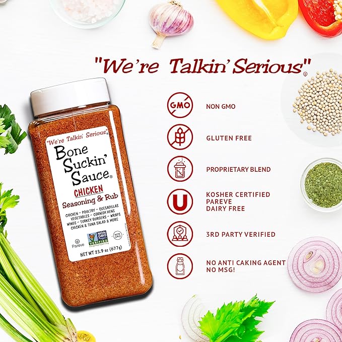 Bone Suckin' Sauce Bulk Seasoning & Rub - Brown Sugar, Garlic, Onion, Spices - Non-GMO