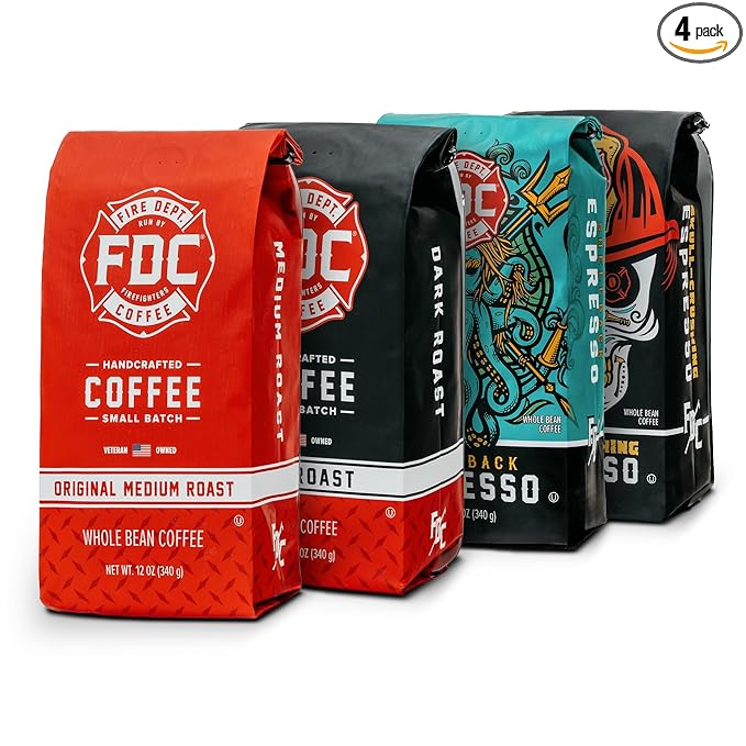 Fire Department Coffee - Gives Back to Firefighters - Rescue Variety Pack - Whole Bean Coffee
