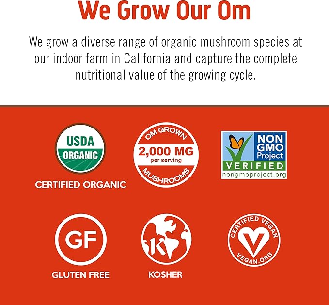 Om Mushroom Superfood Morning Energy Blend Mushroom Powder Drink, Single Serve, 10 Count, Coffee