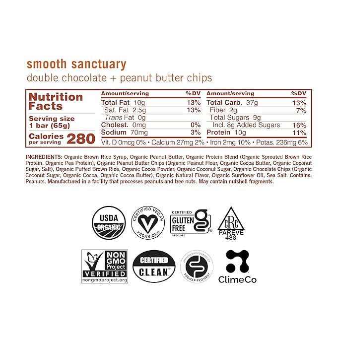 GoMacro MacroBar Organic Vegan Protein Bars - Double Chocolate + Peanut Butter Chips (2.3 Ounce
