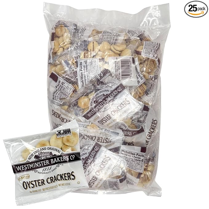 Westminster Oyster Crackers, 0.5 Oz. Each (Pack of 25), Crackers for Soups & Salads, The Hampton