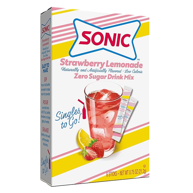 Sonic Singles To Go Powdered Drink Mix, Strawberry Lemonade, 6 Sticks Per Box, 12 Boxes (72 Sticks