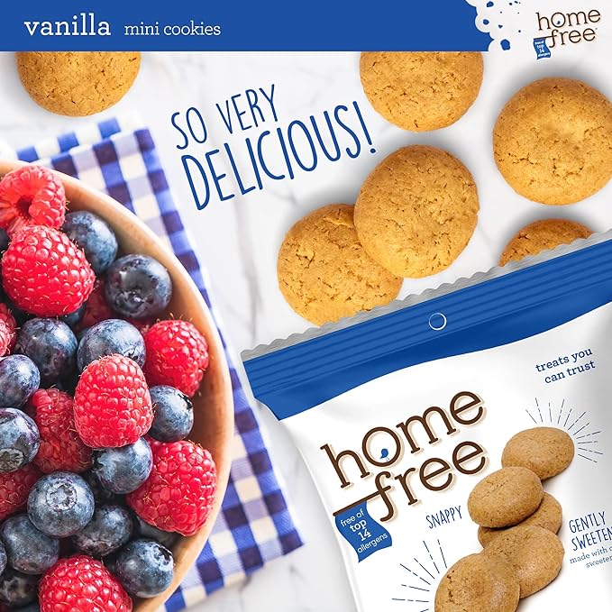 Homefree Treats You Can Trust Gluten Free Mini Cookies, Single Serve, Vanilla, 70% Organic, 1.1