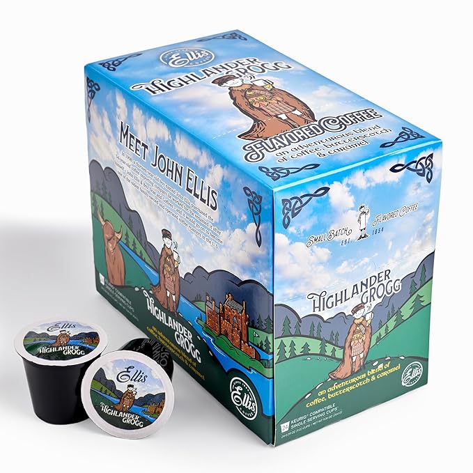 Ellis Coffee - Highlander Grogg - Flavored Single Serve Coffee Pods - For Use in Most K-cups and