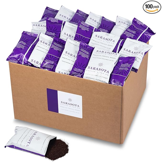 Sarasota Coffee Ground Packets | Low Acid Dark Roast Ground Coffee Packs | European French Roast |