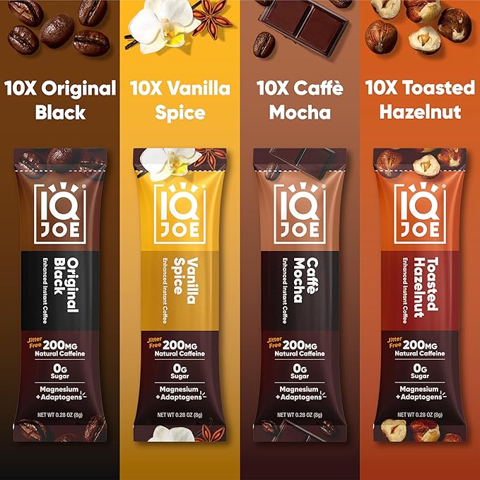 IQJOE Mushroom Coffee Packets (40 Servings) Lion’s Mane, Magtein Magnesium, Antioxidants