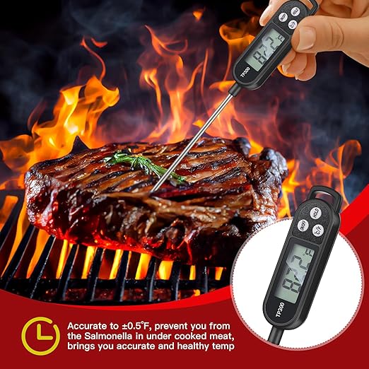 6 Pcs Meat Food Thermometer Food with Probe Water Liquid Instant Read Digital Thermometer Kitchen