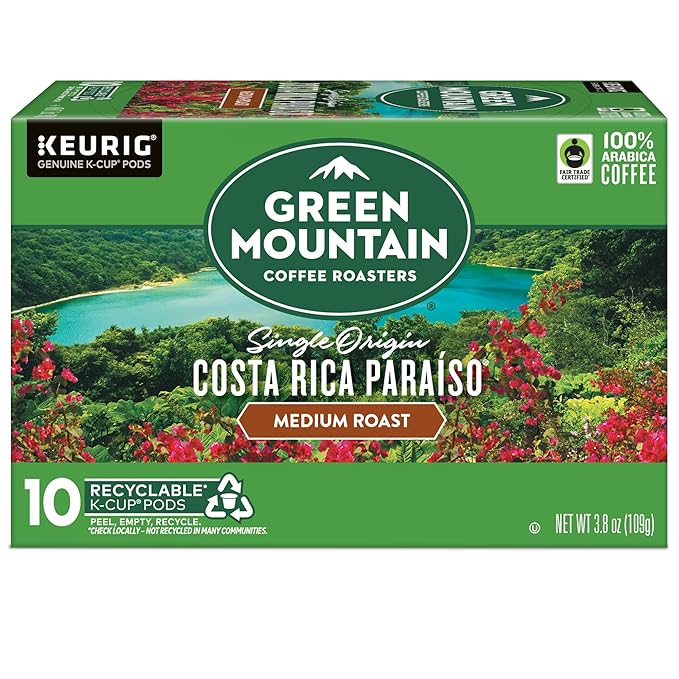 Green Mountain Coffee Roasters Costa Rica Paraiso, Keurig Single Serve K-Cup Pods, Medium Roast