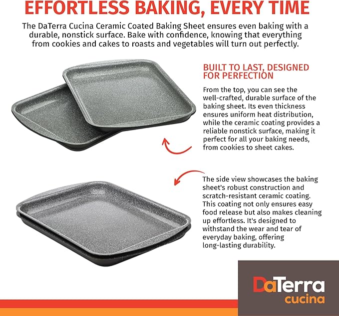 DaTerra Cucina - Nonstick Ceramic Coated Baking Sheet Twin Pack – 16" x 11" x 1" Professional