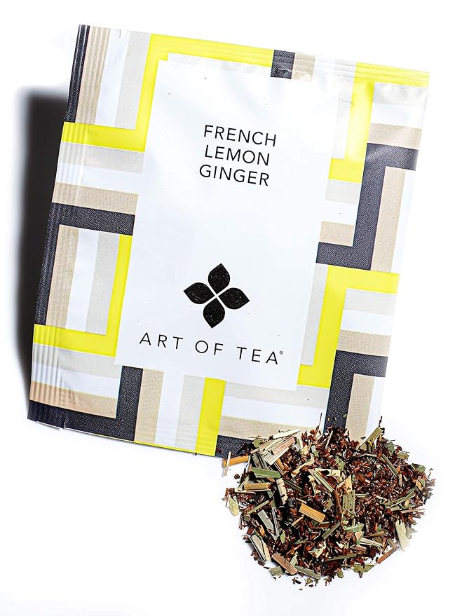 Art of Tea | French Lemon Ginger | 12 Count Eco Friendly Premium Quality Pyramid Tea Bags Sampler