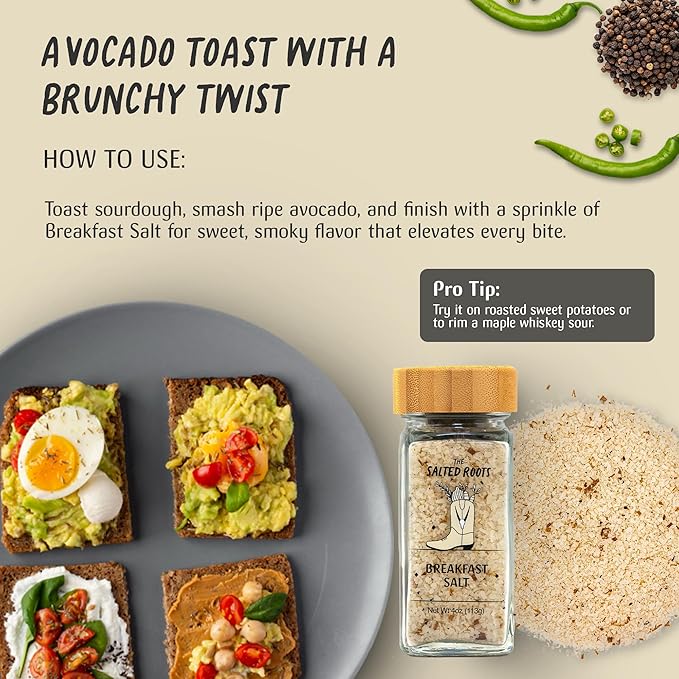 The Salted Roots - Breakfast Salt - Whiskey-Infused with Real Maple, Vanilla Bean &