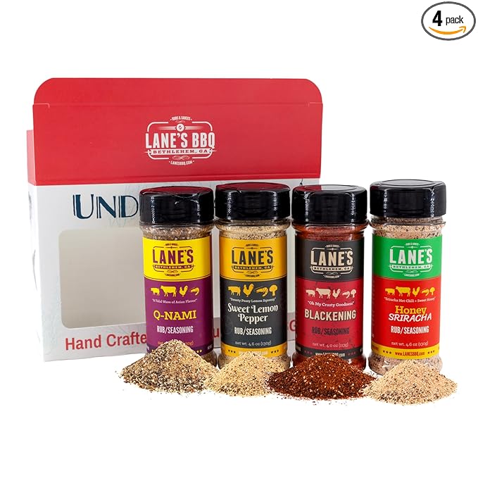 Lane's Under Da Sea Gift Set, All-Natural 4 Rubs Gift Set of Blackened Seasoning, Honey Sriracha