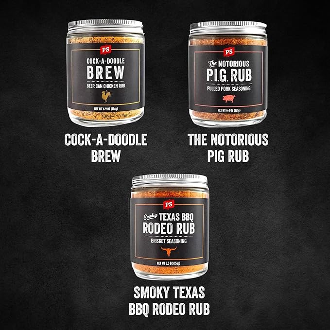 PS Seasoning Dry BBQ Rub Variety Pack - Notorious PIG, Cock-A-Doodle Brew, Texas Rodeo - BBQ