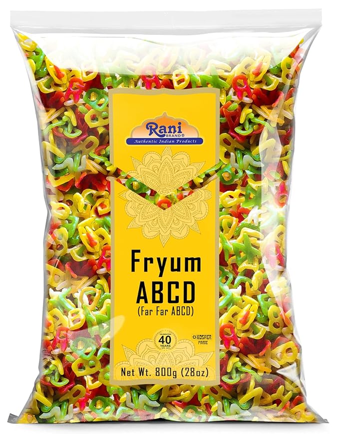 Rani Far Far / Fryums (Wheat & Tapioca Pellet) ABCD Shape 28oz (800g) ~ Vegan, Kosher, Uncooked