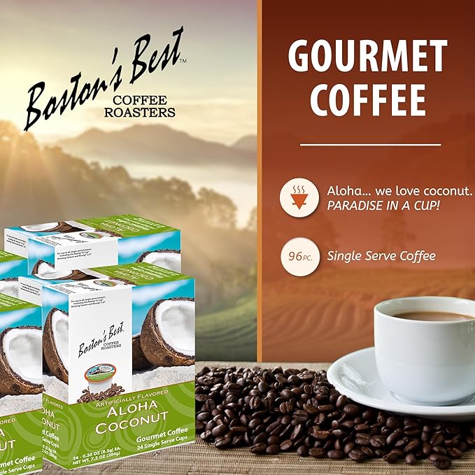 Boston’s Best - Aloha Coconut Flavored Delicious Gourmet Coffee Compatible with Keurig Coffee