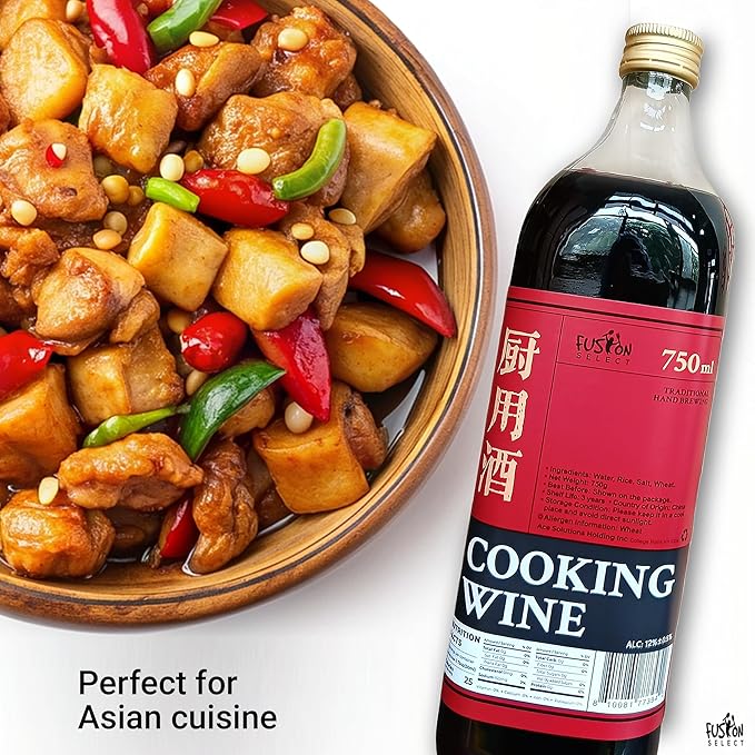 Fusion Select Authentic 750ML Chinese Cooking Wine - Traditional Hand-Brewed Shaoxing Rice Wine for
