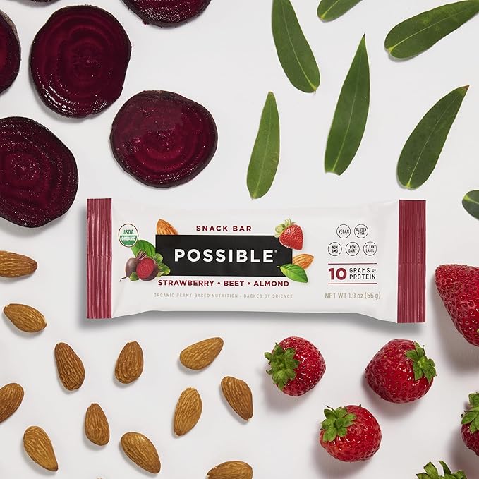 POSSIBLE Snack Bar - Organic Energy Bars with 10g of Plant-Based Protein - Vegan, Gluten-Free