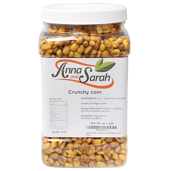Anna and Sarah Crunchy Corn- Roasted and Salted -Natural Cravings - Original Toasted Corn Kernels