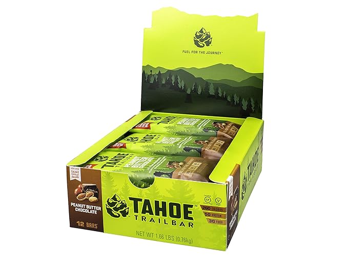 Tahoe Trail Bar, Plant-Based Natural Energy Bar (2.22 Ounce Protein Bar, 12 Count) High Protein