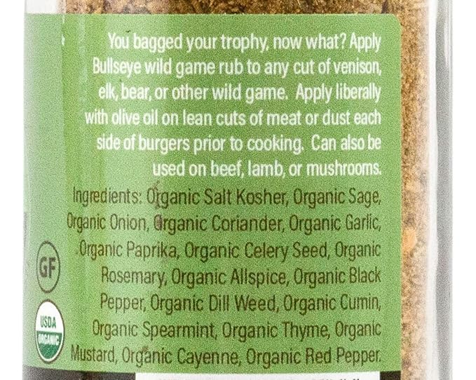 Flavor Seed Bullseye Organic Wild Game Rub - Premium Seasoning for Venison, Elk, Duck, and More