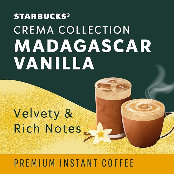 Starbucks Crema Collection Premium Instant Madagascar Vanilla Flavored Instant Coffee, 100% Arabica
