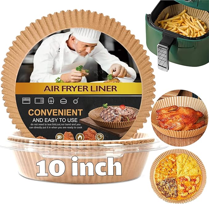 Large Air Fryer Disposable Paper Liner Round, 10 Inch Parchment Liners Non-Stick Fryer Paper Pads