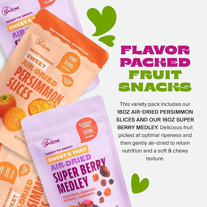 Whitney Jordan Naturals Air-Dried Fruit Variety Pack | 2 Individual Packs ??Super Berry Medley &