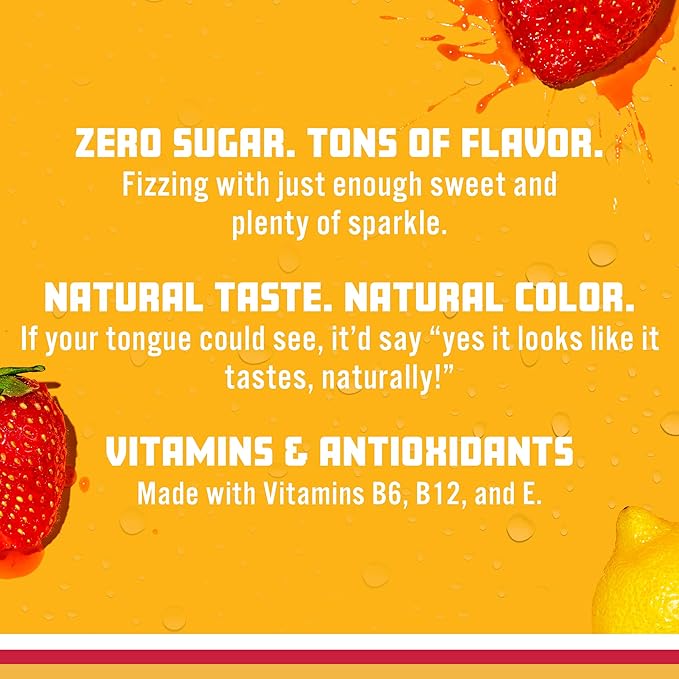 Sparkling Ice, Strawberry Lemonade Sparkling Water, Zero Sugar Flavored Water, with Vitamins and