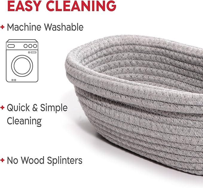 Cotton Rope Banneton Bread Proofing Basket Set, Oval & Round Bread Baskets with Liners & Covers for