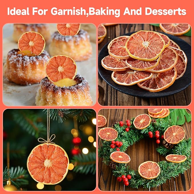 Dried Grapefruit Slices, 3oz/85g,Dehydrated fruit for Cocktails garnish, 100% Natural Fruit No
