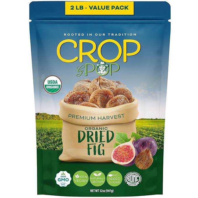 CROP BY POP - Organic Sun-Dried Turkish Smyrna White Figs (Higos, Anjeer) - No Sugar Added