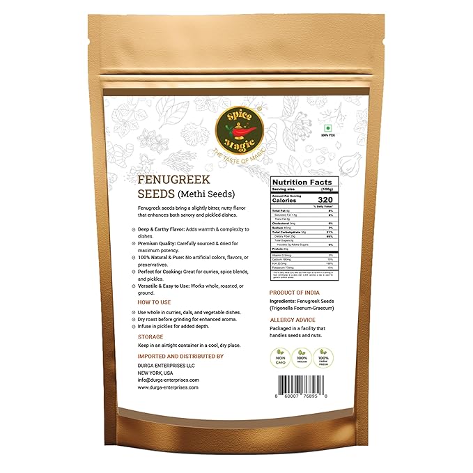 Spice Magic Fenugreek Seeds I Methi | Spice Whole 7oz (200g) ~ 100% Natural, Aromatic & Natural I