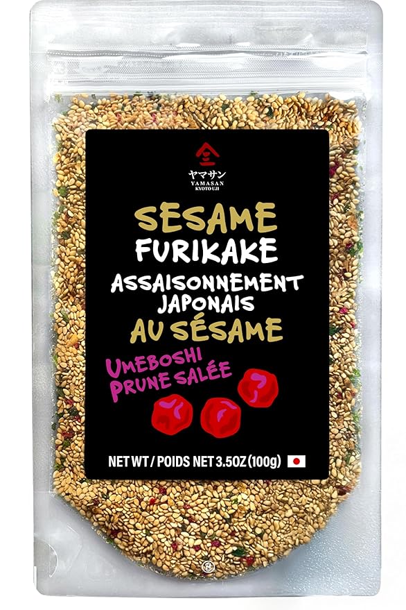 YAMASAN KYOTO UJI Japanese Umeboshi Furikake Seasoning, Sesame-Soy Marinade, Freeze-dried Sour Plum