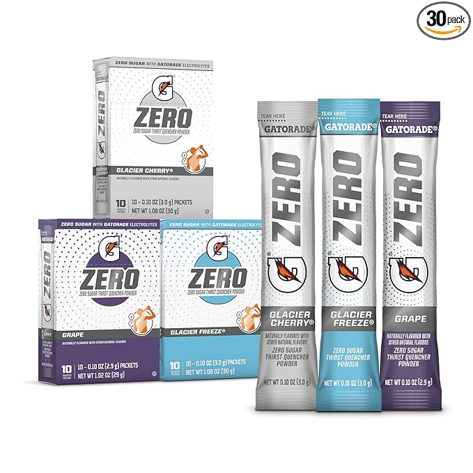 Gatorade G Zero Sports Drink Mix Powder Packets, 3 Flavor Frost Variety Pack, Electrolyte Powder