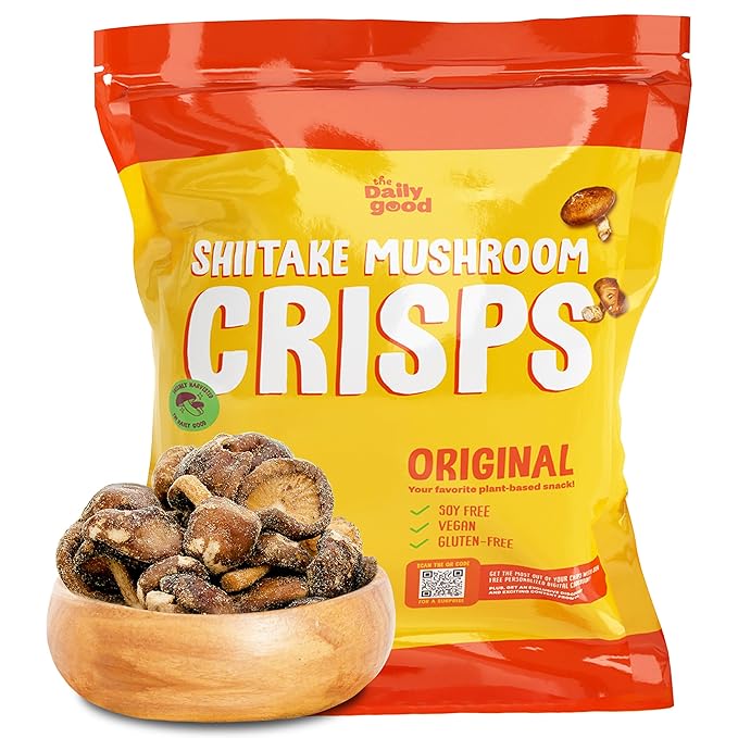 The Daily Good Shiitake Mushroom Crisps - 1-Pack Mushroom Chips, Yummy Dried Shiitake Mushrooms