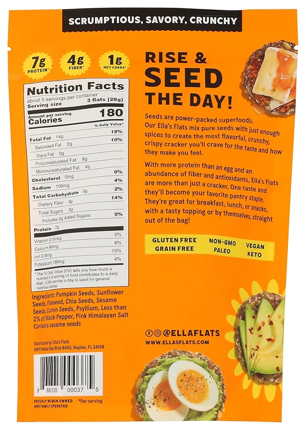 Cumin All Seed Savory Crisps – All Natural, Gluten Free, Good Source of Protein, High Fiber, Vegan