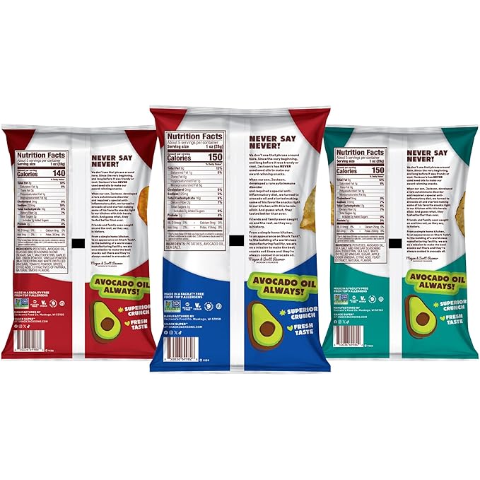 Jackson?™s Classic Kettle Potato Chips (Variety Pack, 5 oz, Pack of 7) - Made with Premium Avocado