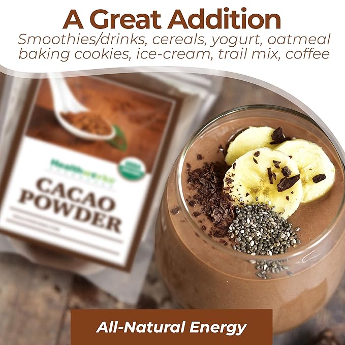 Healthworks Superfoods Organic Cacao Powder - 16 Oz / 1 Lb - Cocoa Chocolate Substitute - Rich