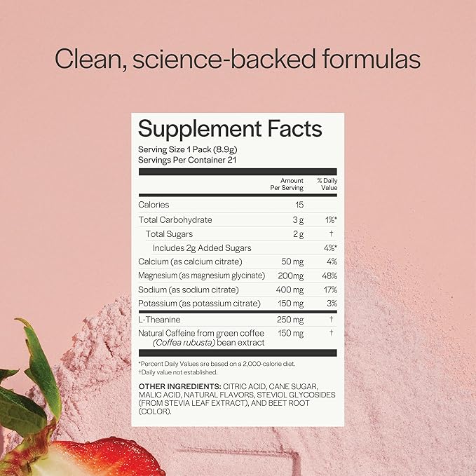 Gainful Hydration + Caffeine Powder Packets with Key Electrolytes Magnesium & Sodium + L Theanine