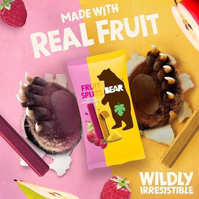 BEAR Real Fruit Snack Splits - Gluten Free, Vegan, and Non-GMO - Raspberry and Pineapple ??Healthy